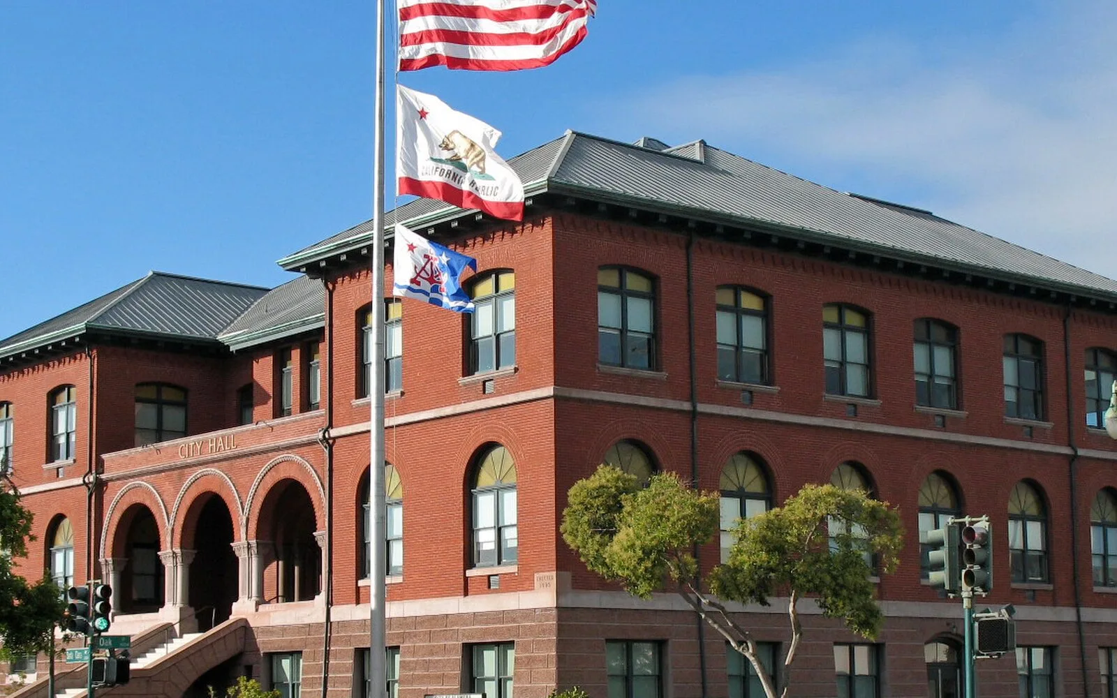 Historic Alameda City Hall at Santa Clara Avenue and Oak Street.